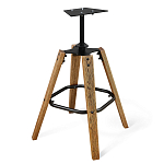 Барный стул со спинкой и подлокотниками на 4-х коричневых деревянных ножках Бежевый Велюр Ava Charm варинант исполнения - 6 | Loft Concept в Новосибирске