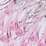 Люстра серебрянная с розовыми стеклянными подвесками в форме капель FAIRYTREE Light варинант исполнения - 5 | Loft Concept в Новосибирске