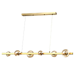 Люстра светодиодная линейная с 6-ю круглыми плафонами коньячного цвета Iona Chandelier Brass  варинант исполнения - 1 | Loft Concept в Новосибирске