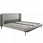 Кровать двуспальная серая с мягким изголовьем из экокожи и ткани Modern Look варинант исполнения - 2 | Loft Concept в Новосибирске