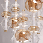 Люстра с плафонами из прозрачного и янтарного стекла в виде шаров и ромбов Gabriel Scott Luna варинант исполнения - 8 | Loft Concept в Новосибирске