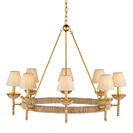 Люстра из кованого железа с отделкой плетеной веревкой и сусальным золотом Parisian Style варинант исполнения - 1 | Loft Concept в Новосибирске