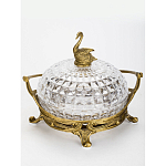 Конфетница из прозрачного рельефного стекла с ручкой и фигуркой лебедя Eden Garden варинант исполнения - 2 | Loft Concept в Новосибирске