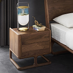 Прикроватный деревянный столик с 2-мя ящиками Moon Walnut Furniture варинант исполнения - 1 | Loft Concept в Новосибирске