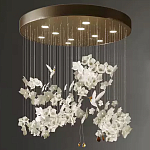 Люстра каскадная с белыми цветами и птицами Takeoff варинант исполнения - 1 | Loft Concept в Новосибирске