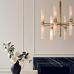 Люстра золотая с 16-ю тонкими цилиндрическими плафонами Shoulders варинант исполнения - 3 | Loft Concept в Новосибирске