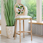 Барный стул золотистый из натурального бука с изображением птицы и цветов Blooming Birds варинант исполнения - 2 | Loft Concept в Новосибирске