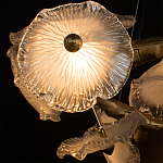 Люстра подвесная круглая с ветвистыми бронзовыми элементами и стеклянными рифлеными дисками Textured Glass Chandelier варинант исполнения - 5 | Loft Concept в Новосибирске