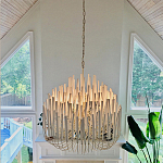 Люстра белая с несколькими ярусами деревянных палочек Bright Wooden Chandelier варинант исполнения - 2 | Loft Concept в Новосибирске