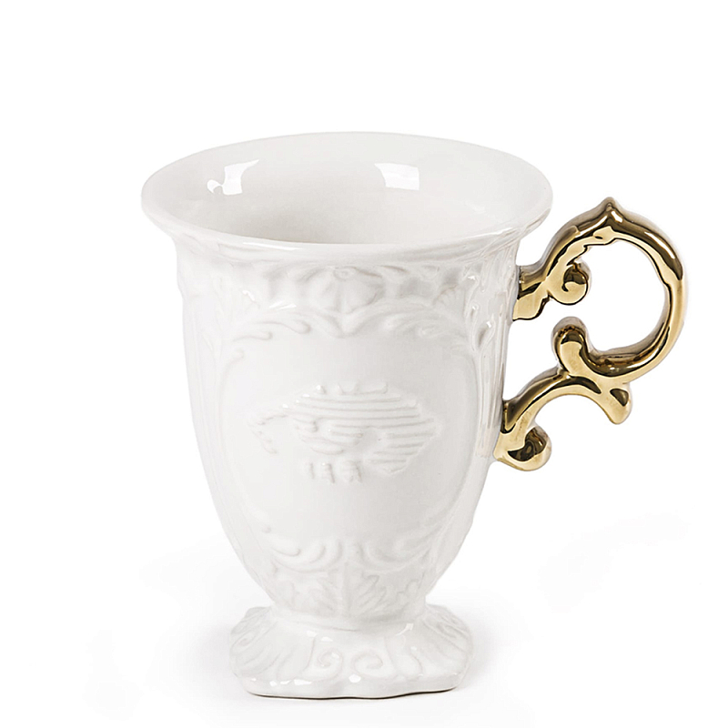 Кружка Seletti I-Mug Gold Белый Золотой в Новосибирске | Loft Concept 