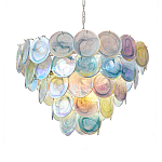Люстра с каскадом из круглых разноцветных стеклянных дисков Mother of Pearl Iridescence варинант исполнения - 5 | Loft Concept в Новосибирске