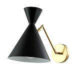 Бра черного цвета с конусообразным плафоном на золотом основании Loft Metal варинант исполнения - 1 | Loft Concept в Новосибирске