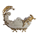 Чаша для фруктов из фарфора бронзовыми фигурками леопардов Eden Garden варинант исполнения - 3 | Loft Concept в Новосибирске