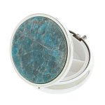 Таблетница карманная круглая с 3-мя отделениями и накладкой из натурального камня Апатит Голубой Silver Stone Pillboxes варинант исполнения - 2 | Loft Concept в Новосибирске