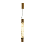 Подвесной светильник цилиндрической формы с плафоном из алебастра и металлическими торцами Латунь 60 см Cryptocrystalline Stone варинант исполнения - 2 | Loft Concept в Новосибирске