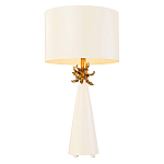 Настольная лампа с декоративным элементом золотого цвета и цилиндрическим абажуром из папье-маше светлого оттенка Flambeau варинант исполнения - 1 | Loft Concept в Новосибирске