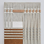 Панно из шнура Бежевая геометрическая абстракция wall panel line beige  варинант исполнения - 1 | Loft Concept в Новосибирске