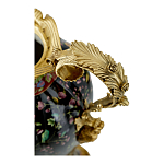 Ваза из фарфора черная с цветочной росписью и бронзовыми элементами Spring Garden варинант исполнения - 2 | Loft Concept в Новосибирске