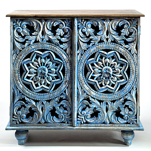 Комод с резным фасадом Blue Carved Chest of Drawers