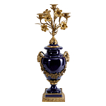 Подсвечник из темно-синего фарфора с бронзовыми элементами и цветами Eden Garden варинант исполнения - 1 | Loft Concept в Новосибирске