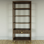 Стеллаж Elsa Dreams Walnut со стеклянными полками и ящиком варинант исполнения - 4 | Loft Concept в Новосибирске