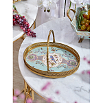 Блюдо овальное с ручкой и голубым фарфоровым дном с цветочным рисунком Blue Garden варинант исполнения - 3 | Loft Concept в Новосибирске