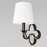 Бра с белым текстильным абажуром и декоративным основанием в виде четырехлистника с зеркальной вставкой Vitorino варинант исполнения - 1 | Loft Concept в Новосибирске