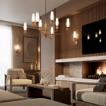 Люстра на штанге с 8-ю цилиндрическими матовыми плафонами и шарами из камня Orb Essence варинант исполнения - 9 | Loft Concept в Новосибирске