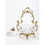 Конфетница с бронзовой ручкой и фарфоровой птичкой на крышке Eden Garden варинант исполнения - 2 | Loft Concept в Новосибирске