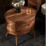 Прикроватный столик из дерева с 2-мя ящиками Moon Walnut Furniture варинант исполнения - 3 | Loft Concept в Новосибирске