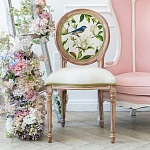 Стул бежевый из натурального бука с изображением птиц и цветов Blooming Blue Birds варинант исполнения - 3 | Loft Concept в Новосибирске
