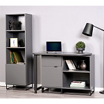 Стеллаж книжный цвета графит с 3-мя открытыми полками и дверкой Strict Lines варинант исполнения - 4 | Loft Concept в Новосибирске