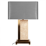 Настольная лампа с основанием из натурального камня c серым прямоугольным абажуром Lapis Tiburtinus варинант исполнения - 1 | Loft Concept в Новосибирске