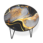 Стол журнальный с круглой столешницей из стекла Gold and Black Marble варинант исполнения - 2 | Loft Concept в Новосибирске