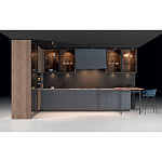 Комбинированный кухонный гарнитур сине-серого цвета с фасадом под дерево Benjamin Kitchen Set варинант исполнения - 4 | Loft Concept в Новосибирске