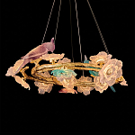 Люстра круглая на золотом каркасе с птичками и цветочным декором Miscellaneous herbs варинант исполнения - 4 | Loft Concept в Новосибирске