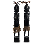 Комплект из 2-х деревянных статуэток Asmat Wooden Statuettes Black варинант исполнения - 1 | Loft Concept в Новосибирске