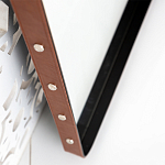 Зеркало прямоугольное в металлической раме с кожаной отделкой Loft in Reflection варинант исполнения - 3 | Loft Concept в Новосибирске