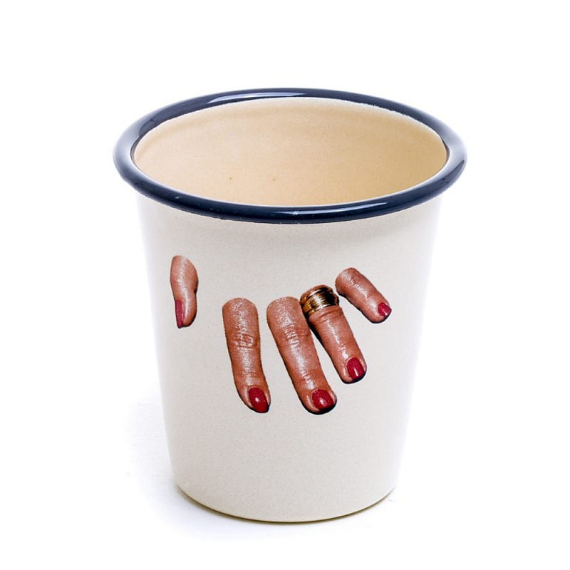 Стакан Seletti Enamel Fingers Бежевый Мульти в Новосибирске | Loft Concept 