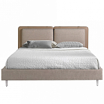 Кровать двуспальная серая с изголовьем из экокожи и ткани Modern Look варинант исполнения - 3 | Loft Concept в Новосибирске