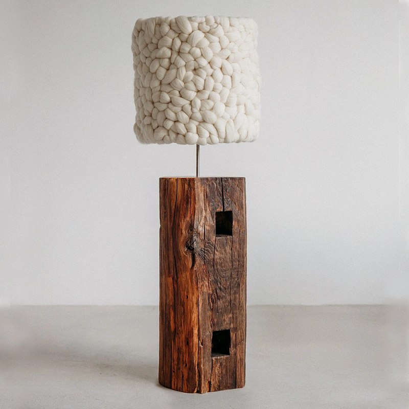 Торшер с вязаным абажуром Woolen Floor Lamp Белый Коричневый Торшер с вязаным абажуром Woolen Floor Lamp Белый Коричневый в Новосибирске | Loft Concept