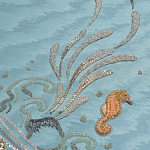 Обои с вышивкой ручной работы Amami Waves Moonbeam colourway on silk moire варинант исполнения - 3 | Loft Concept в Новосибирске