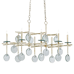 Люстра линейная с круглыми прозрачными подвесками  Horizontal Rectangular Chandelier варинант исполнения - 2 | Loft Concept в Новосибирске