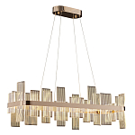 Люстра подвесная прямоугольная с рифлёными прозрачными элементами и золотым основанием Aurea Vista варинант исполнения - 1 | Loft Concept в Новосибирске