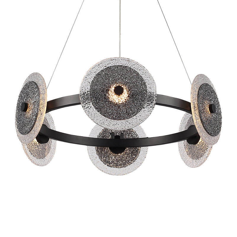 Люстра с плафонами из фактурного двойного стекла Heterochromia Дымчатый (Smoke) Черный в Новосибирске | Loft Concept 
