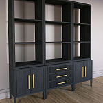 Модульный стеллаж Primo из трех составных элементов Черный дуб варинант исполнения - 3 | Loft Concept в Новосибирске