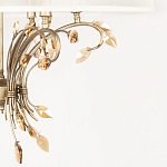 Люстра подвесная круглая с тканевым полупрозрачным абажуром и подвесками 6 ламп Gilded Elegance варинант исполнения - 6 | Loft Concept в Новосибирске