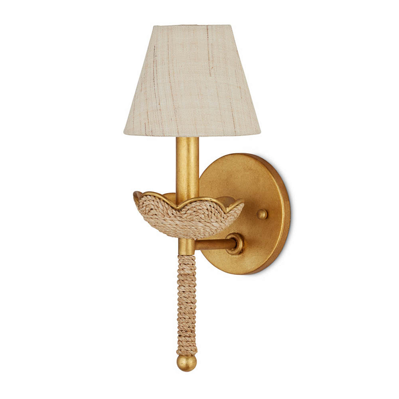 Бра из кованого железа с отделкой плетеной веревкой и сусальным золотом Parisian Style Золотой Бежевый в Новосибирске | Loft Concept 