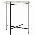 Кофейный столик с круглой разноцветной столешницей на 4-х черных ножках Multicolored Stone Composite варинант исполнения - 1 | Loft Concept в Новосибирске