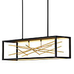 Люстра прямоугольная черного цвета с декором в виде ветвей в золотой отделке Hinkley варинант исполнения - 1 | Loft Concept в Новосибирске